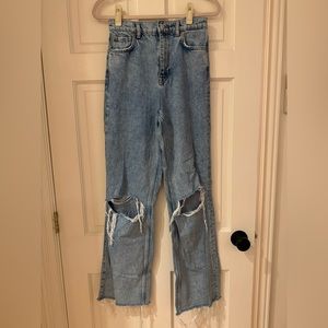 Zara super high rise straight leg jeans